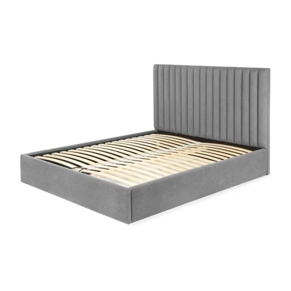 Vente-unique Lit Coffre Avec Tête De Lit Coutures Verticales SARAH – 160x200cm – T… site en ligne 6