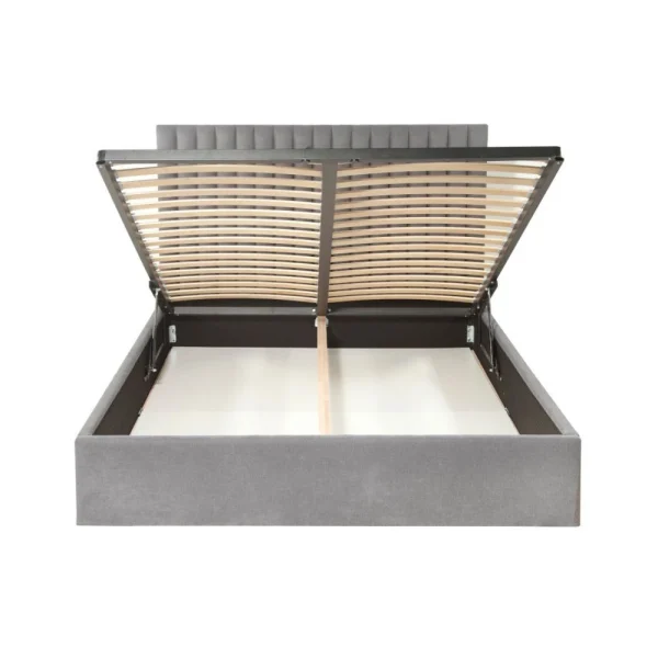 Vente-unique Lit Coffre Avec Tête De Lit Coutures Verticales SARAH – 160x200cm – T… site en ligne 5