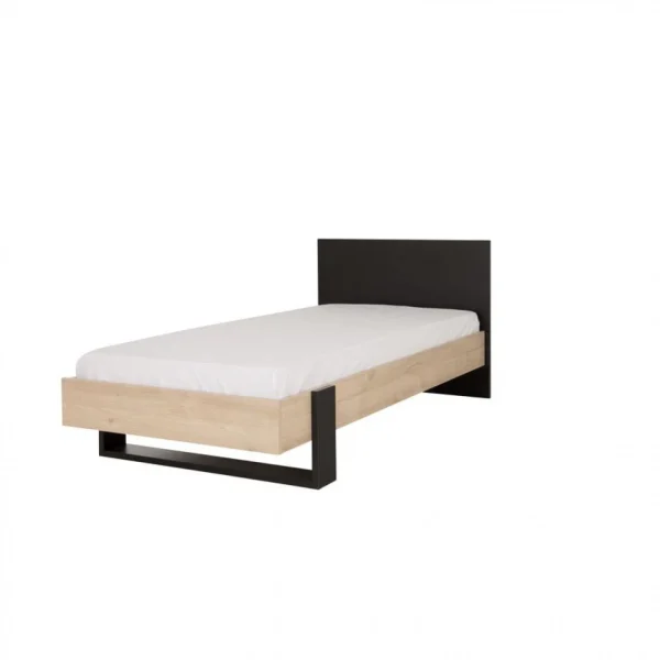 acheter en ligne BUT Lit 90×190 Cm DUPLEX Imitation Châtaignier Et Noir 1