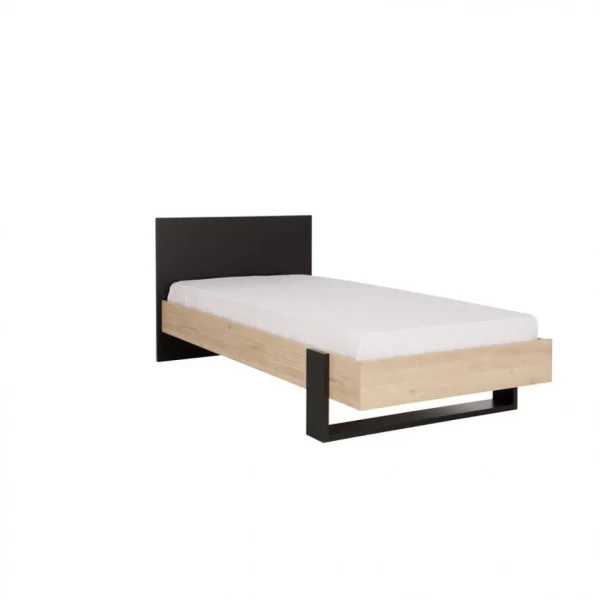 acheter en ligne BUT Lit 90×190 Cm DUPLEX Imitation Châtaignier Et Noir 4