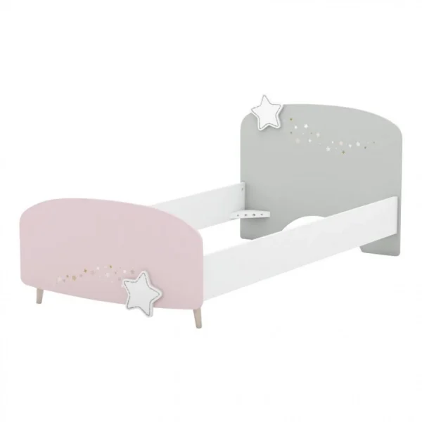 BUT Lit 90×190 Cm ETOILES 2 Gris, Rose Et Blanc Distributeur Officiel 4