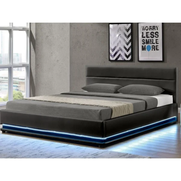 livraison la plus rapide Habitat Et Jardin Lit Coffre LED Anastasia – 180 X 200 Cm – Noir 1
