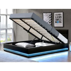 livraison la plus rapide Habitat Et Jardin Lit Coffre LED Anastasia – 180 X 200 Cm – Noir 6