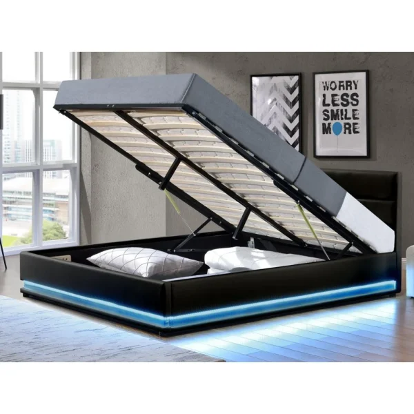 livraison la plus rapide Habitat Et Jardin Lit Coffre LED Anastasia – 180 X 200 Cm – Noir 3