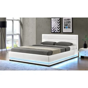 mode pas chere Habitat Et Jardin Lit Coffre LED Anastasia – 140 X 190 Cm – Blanc 6