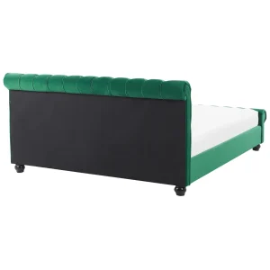 soldes en ligne Beliani Lit à Eau Double En Velours 160 X 200 Cm Vert AVALLON 12