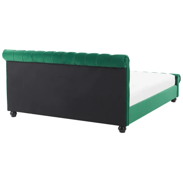 soldes en ligne Beliani Lit à Eau Double En Velours 160 X 200 Cm Vert AVALLON 5