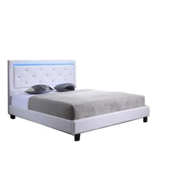 SOLDES TOUT À Baita Lit à LED FILIP Simili Blanc Et Strass 140x190cm 3