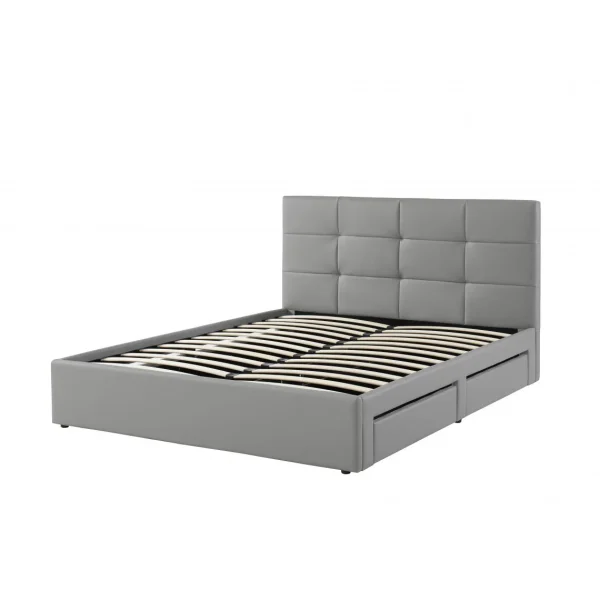 achetez pas cher Baita Lit à Tiroirs COLUMBIA Simili Gris 4 Tiroirs – 160x200cm 3