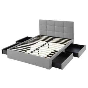 achetez pas cher Baita Lit à Tiroirs COLUMBIA Simili Gris 4 Tiroirs – 160x200cm 13