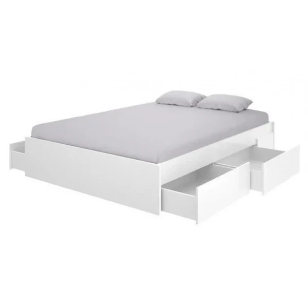 Pegane Lit Adulte 140 X 190 Cm Coloris Blanc Brillant – Longueur 151 X Profon… Achat 3