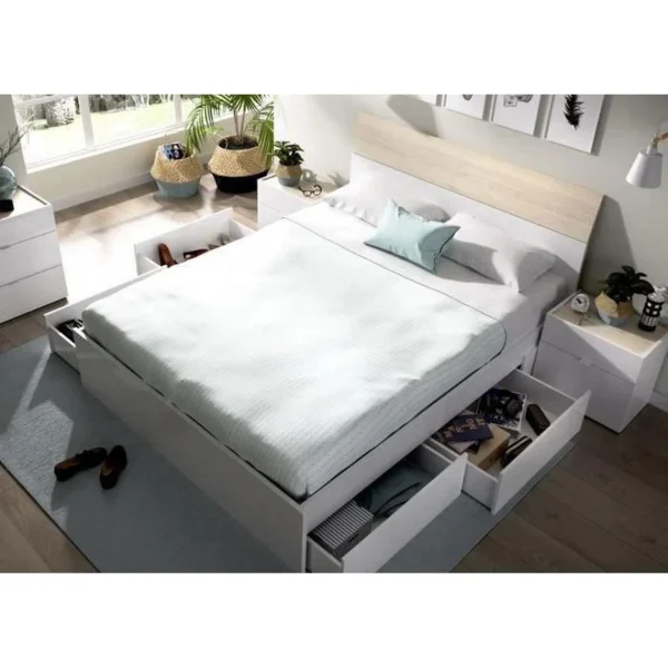 Pegane Lit Adulte 140 X 190 Cm Coloris Blanc Brillant – Longueur 151 X Profon… Achat 4