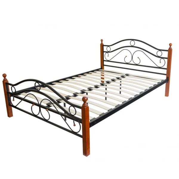 Large choix en ligne Decoshop26 Lit Adulte 2 Personnes En Métal Et Bois 160 X 200cm Avec Sommier à L… 1