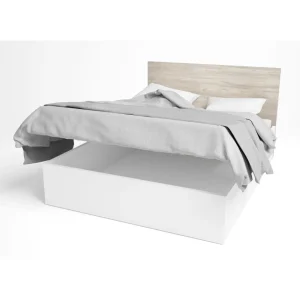 Pegane Lit Adulte Avec Coffre De Rangement Coloris Blanc Mat, Naturel – Longu… france 11