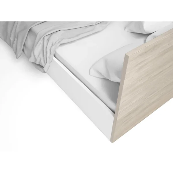 Pegane Lit Adulte Avec Coffre De Rangement Coloris Blanc Mat, Naturel – Longu… france 5