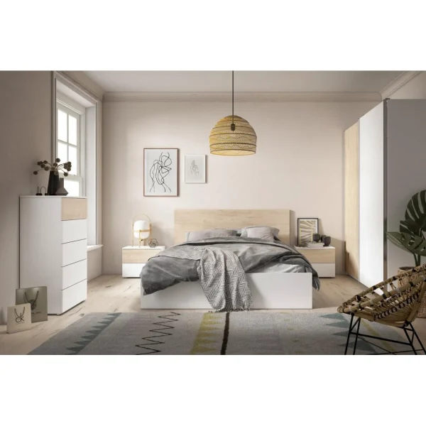Pegane Lit Adulte Avec Coffre De Rangement Coloris Blanc Mat, Naturel – Longu… france 6