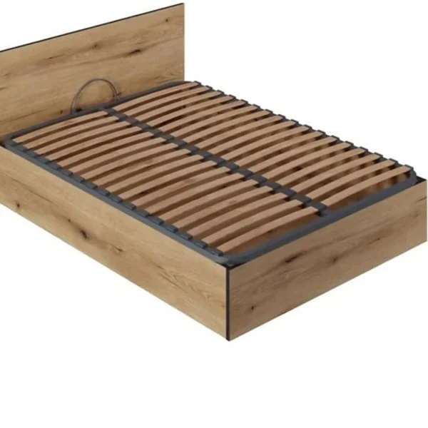 Pegane Lit Adulte Avec Coffre De Rangement + Tête De Lit En Mélamine Chêne… REMISE 1