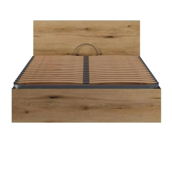 Pegane Lit Adulte Avec Coffre De Rangement + Tête De Lit En Mélamine Chêne… REMISE 3