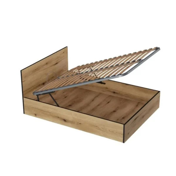 Pegane Lit Adulte Avec Coffre De Rangement + Tête De Lit En Mélamine Chêne… REMISE 5