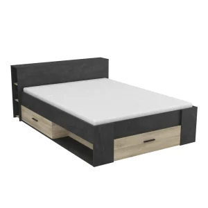 Pegane Lit Adulte Coloris Chêne Kronberg / Sidewalk – Longueur 150 X Profond… qualité d’originales 9