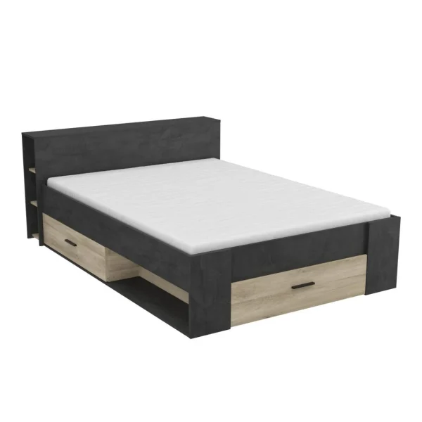Pegane Lit Adulte Coloris Chêne Kronberg / Sidewalk – Longueur 150 X Profond… qualité d’originales 3