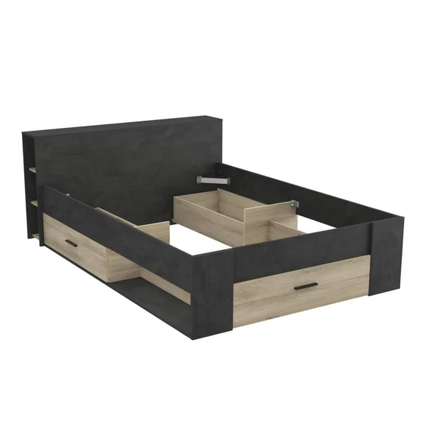 Pegane Lit Adulte Coloris Chêne Kronberg / Sidewalk – Longueur 150 X Profond… qualité d’originales 4