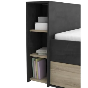 Pegane Lit Adulte Coloris Chêne Kronberg / Sidewalk – Longueur 150 X Profond… qualité d’originales 15