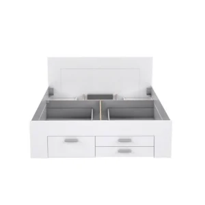 CSTORE Lit Adulte Contemporain 160×200 Cm – 4 Tiroirs – 2 Chevets Avec Niche… boutique pas cher 9
