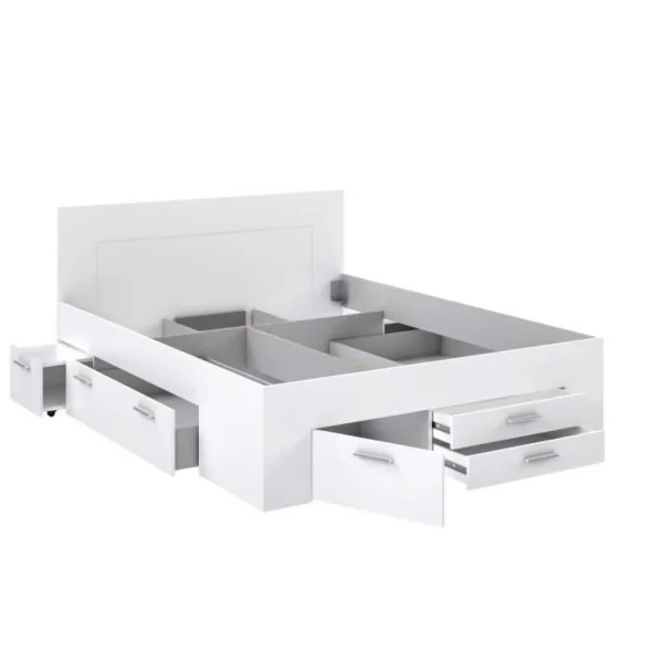 CSTORE Lit Adulte Contemporain 160×200 Cm – 4 Tiroirs – 2 Chevets Avec Niche… boutique pas cher 5