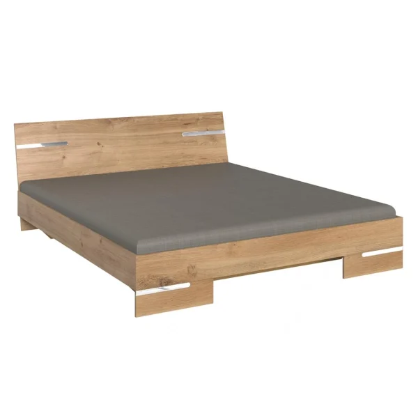 Pegane Lit Adulte Double 140 X 190cm + 2 Chevets Coloris Imitation Chêne Pou… Retour Gratuit 3