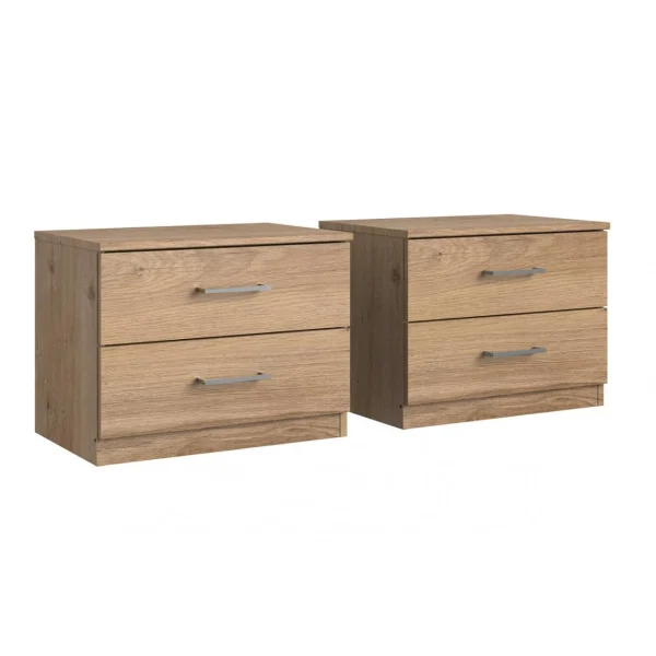 Pegane Lit Adulte Double 140 X 190cm + 2 Chevets Coloris Imitation Chêne Pou… Retour Gratuit 4