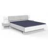 shopping pas cher Pegane Lit Adulte Double 180×200 Cm + 2 Chevets Coloris Blanc/béton Gris Cla… 5