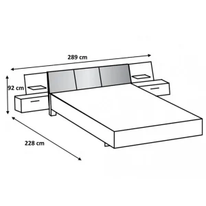 shopping pas cher Pegane Lit Adulte Double 180×200 Cm + 2 Chevets Coloris Blanc/béton Gris Cla… 8