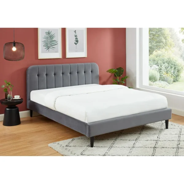 Baita Lit ANDRE Velours Gris Anthracite 160x200cm boutique en ligne france 1