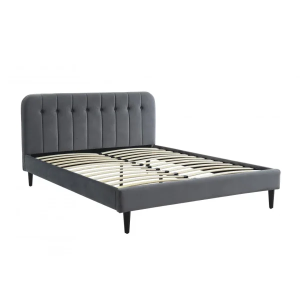 Baita Lit ANDRE Velours Gris Anthracite 160x200cm boutique en ligne france 3