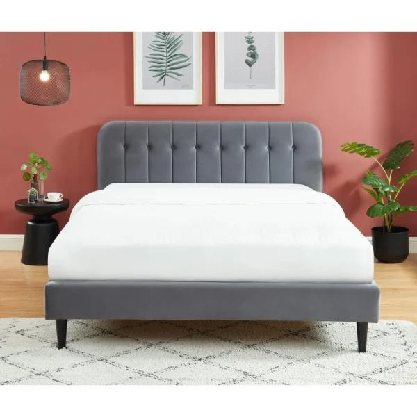 Baita Lit ANDRE Velours Gris Anthracite 160x200cm boutique en ligne france 4