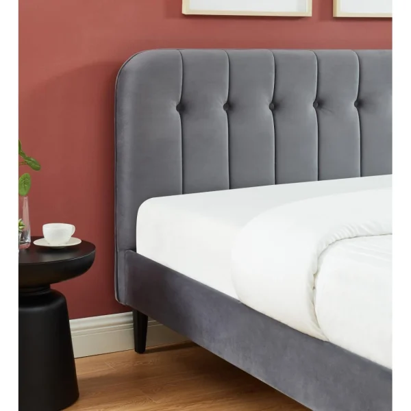 Baita Lit ANDRE Velours Gris Anthracite 160x200cm boutique en ligne france 5