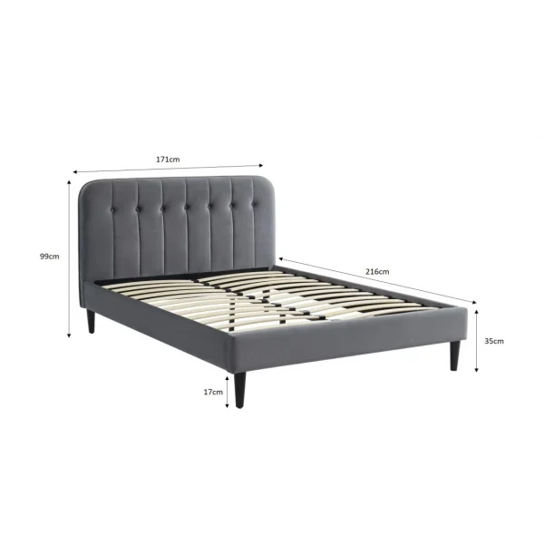 Baita Lit ANDRE Velours Gris Anthracite 160x200cm boutique en ligne france 6