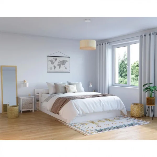 boutique pas cher BUT Lit 160×200 Cm Avec Rangement Avec Rangements TONIGHT Blanc 3