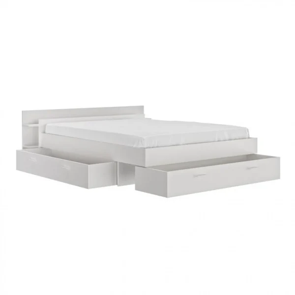boutique pas cher BUT Lit 160×200 Cm Avec Rangement Avec Rangements TONIGHT Blanc 4