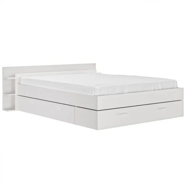 boutique pas cher BUT Lit 160×200 Cm Avec Rangement Avec Rangements TONIGHT Blanc 6
