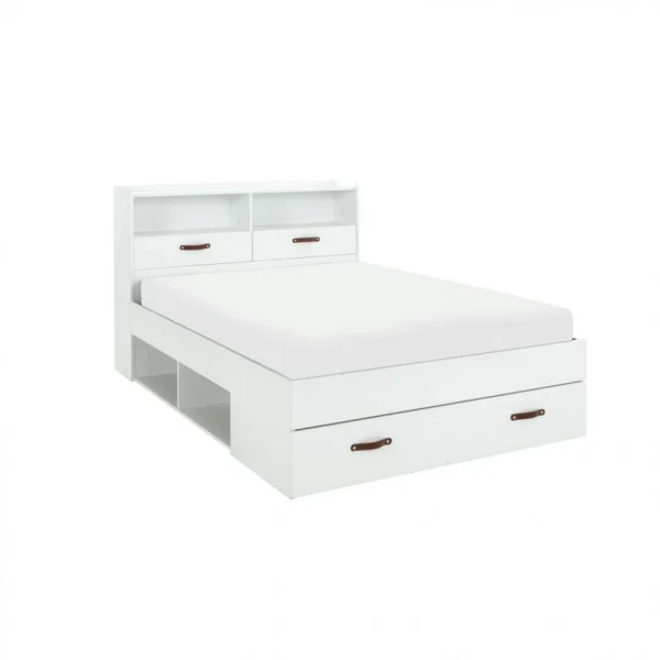 Satisfait ou Remboursé BUT Lit 140×190 Cm SABIA à Multiples Rangements Blanc 1