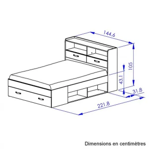 Satisfait ou Remboursé BUT Lit 140×190 Cm SABIA à Multiples Rangements Blanc 13