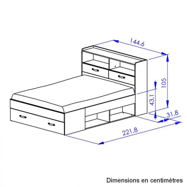 Satisfait ou Remboursé BUT Lit 140×190 Cm SABIA à Multiples Rangements Blanc 5