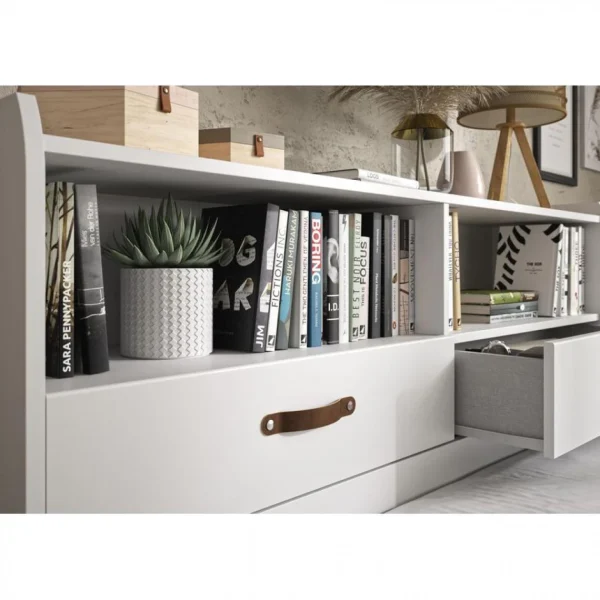 Satisfait ou Remboursé BUT Lit 140×190 Cm SABIA à Multiples Rangements Blanc 6