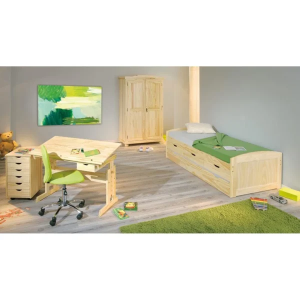 en promotion Pegane Lit Banquette 3 Tiroirs Pin Massif Naturel – 90x 200 Cm 4