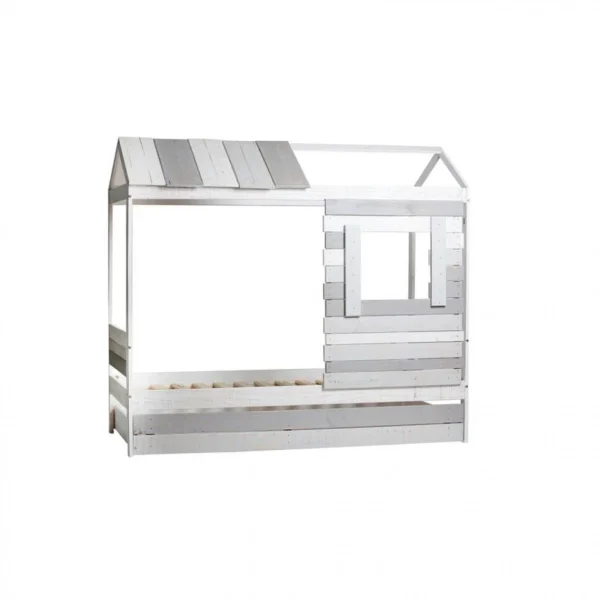 De Qualité BUT Lit Cabane 90×190 Cm SIA 2 Gris Et Blanc 1