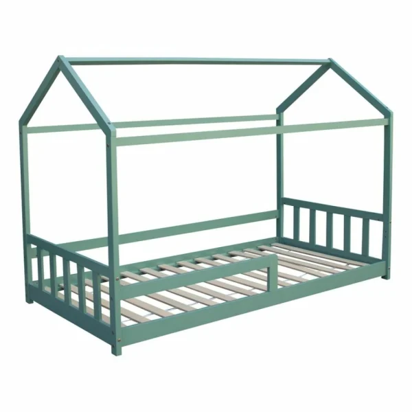 Nouvelle tendance BUT Lit Cabane HUTTY 90×190 Cm Vert 1