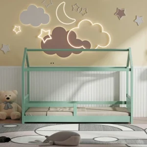 Nouvelle tendance BUT Lit Cabane HUTTY 90×190 Cm Vert 8