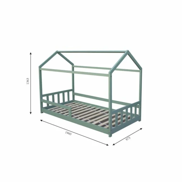 Nouvelle tendance BUT Lit Cabane HUTTY 90×190 Cm Vert 4